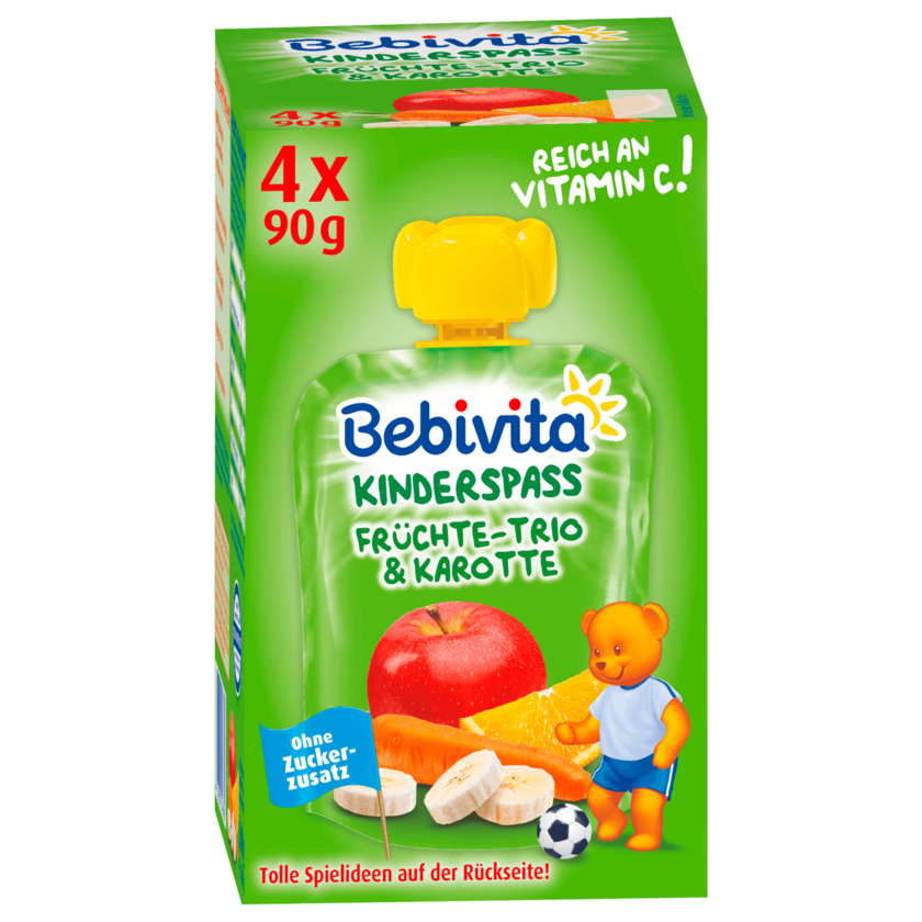 Bebivita Kinder-Spaß Früchte-Trio und Karotte 4x90g